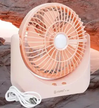 Powerful Rechargeable Table Fan with LED Light, Table Fan High Speed,(1880) - Multicolor
