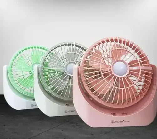 Powerful Rechargeable Table Fan with LED Light, Table Fan High Speed,(1880) - Multicolor