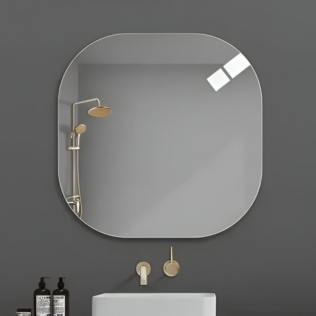 Square Mirror 12", No Drill Required 3mm Glass Mirror, Bathroom Mirror, Fancy Mirror, Square Mirror, Unique Design, Modern Design Shape Fancy Bathroom Mirror (12 Inch Square Mirror)