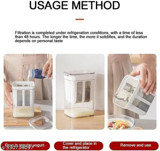 Hung Curd Strainer Box | Curd Maker and Greek Yogurt Maker - 1100ml Fine Mesh Strainer with Lid | Multifunctional Yoghurt Filter | Curd Maker for Home